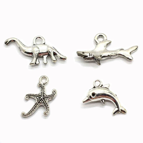 Charmes de l&#39;océan Pendentifs d&#39;animaux de mer en argent antique Dauphin Baleine Étoile de mer Hippocampe Gouttes d&#39;océan pour la fabrication de bijoux Fournisseur