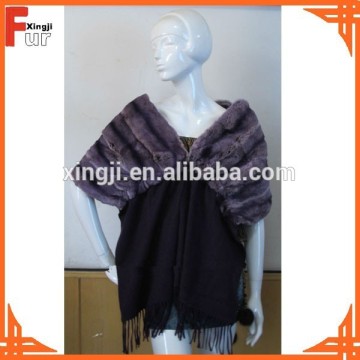 Dyed Purple Rex Rabbit Fur Shawl