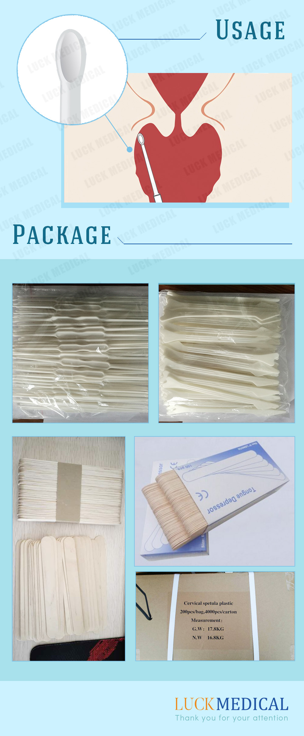 Paket Medizinischer Einweg-Zervixzell-Probenahmelöffel Zervixspatel Package Medical Disposable Cervical Cell Sampling Spoon Cervical Spatula