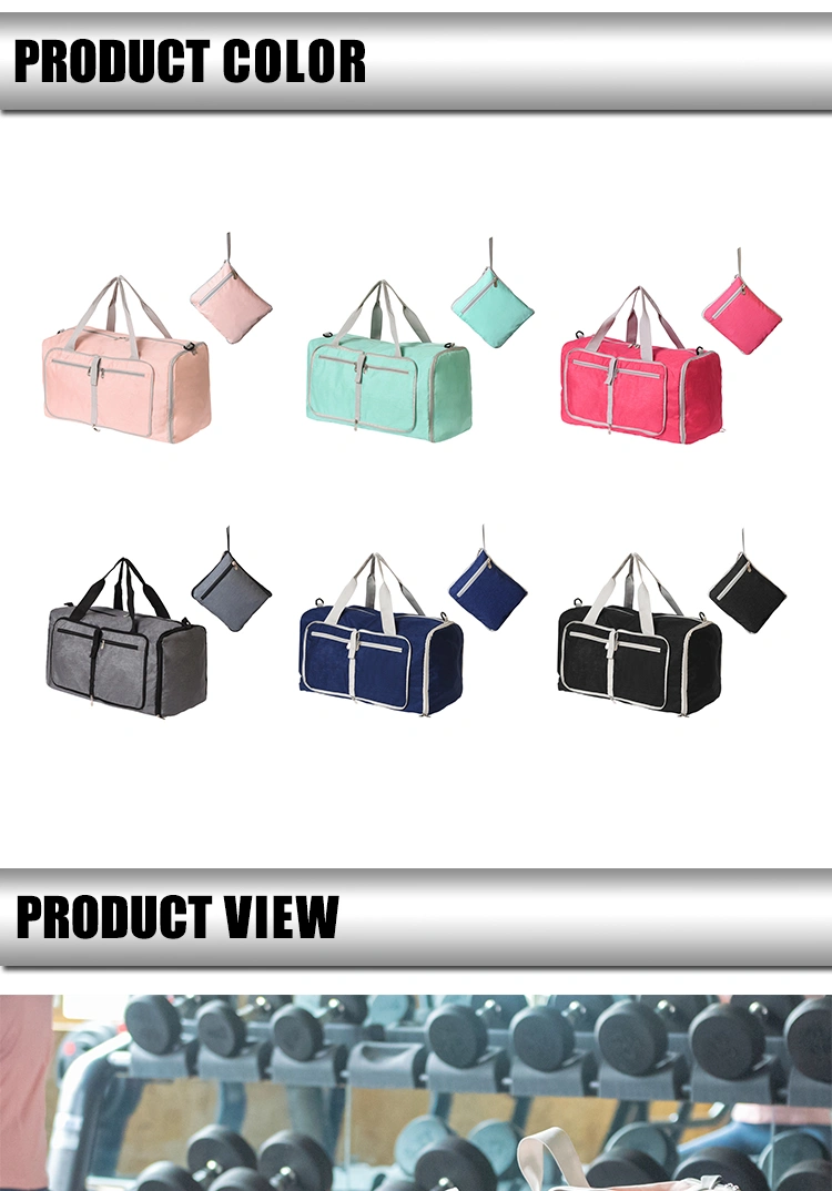 Custom Waterproof Ripstop Nylon Foldable Duffel Bag Custom Logo Sports Gym Lightweight Foldable Travel Duffel Sport Bags