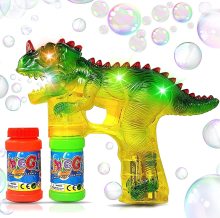 Multifunctional Toy Dinosaur Bubble Gun with LED Flashlight, Sound Effects, and Soapy Water