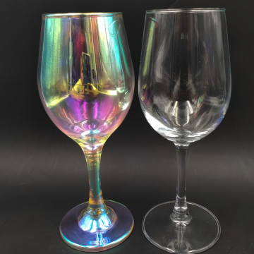Mouth blown hologram finish cheap price wine glass