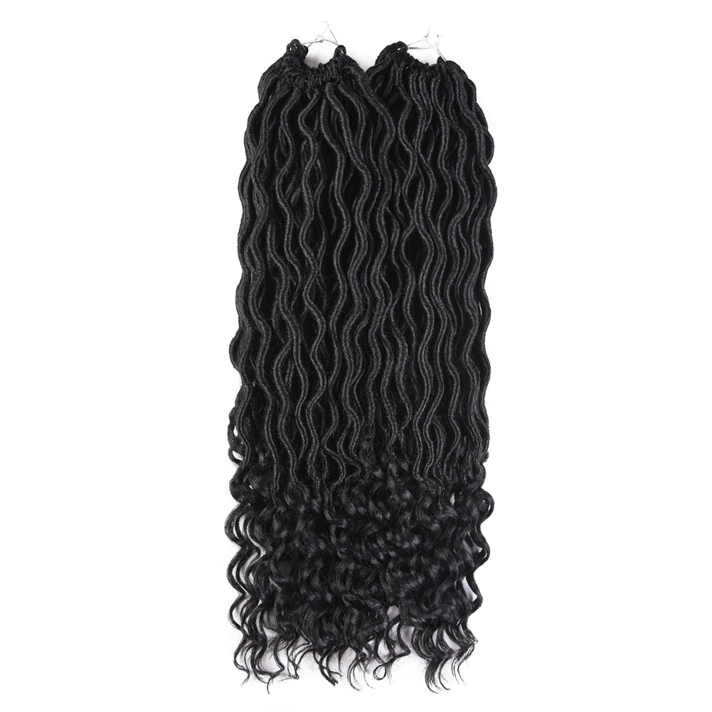 18 Inch 24 Strands Synthetic Hair Curly End Goddess Soft Crochet Braids Faux Locs braid hair