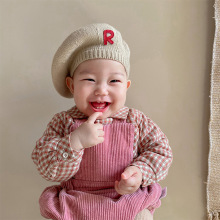Cute Cherry Woolen Beret for Baby Girl - Winter Warm Toddler Cap