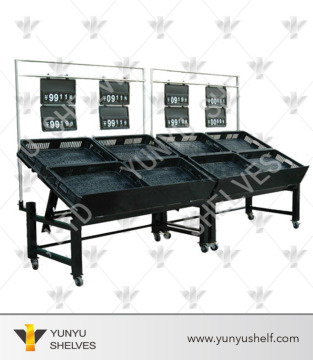 Metal supermarket fruit and vegetable display rack