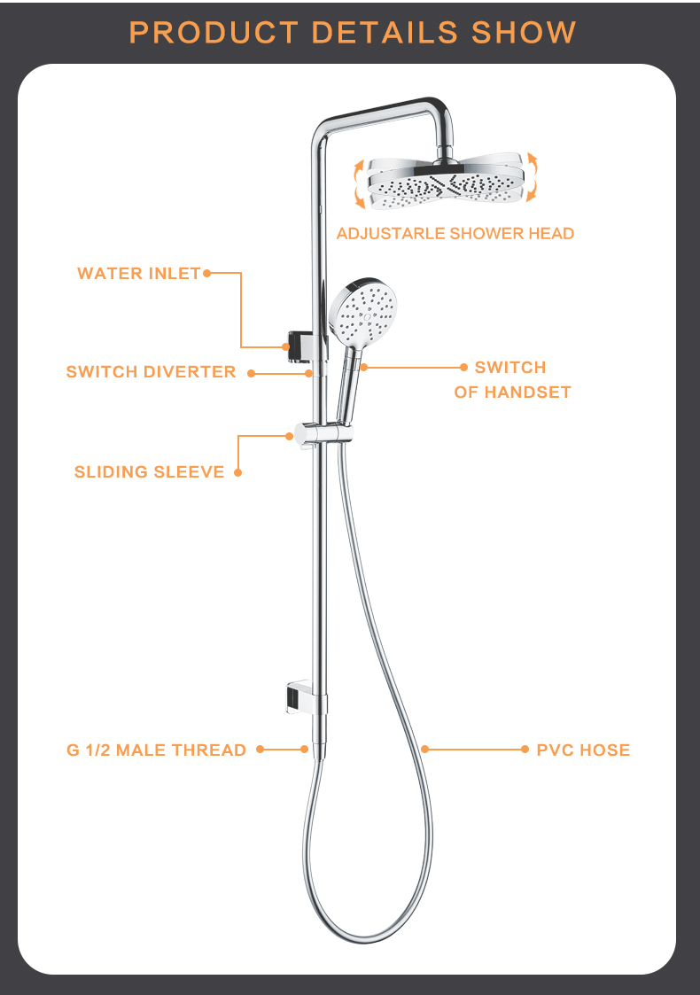 shower set with three spray modes