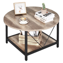 Modern Round Coffee Table Farmhouse Circle Coffee Table with Sturdy Metal Legs
