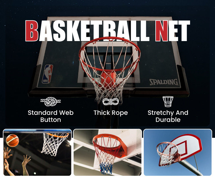 New design basketball net 50cm polyester white red style basketball net