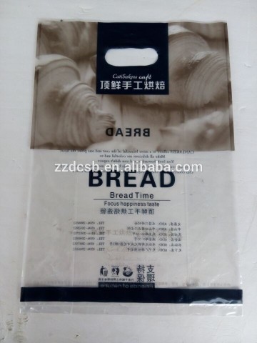 Plastic Clear LDPE Die Cut Handle Bread Bag For Retail Shopping With Side Gusset