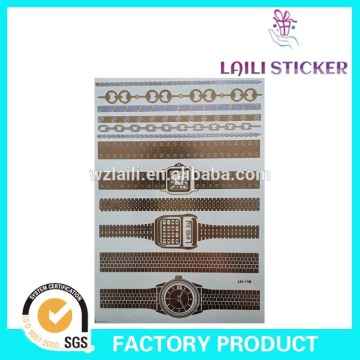 brand name watch gold tattoo sticker,removable gold tattoo sticker