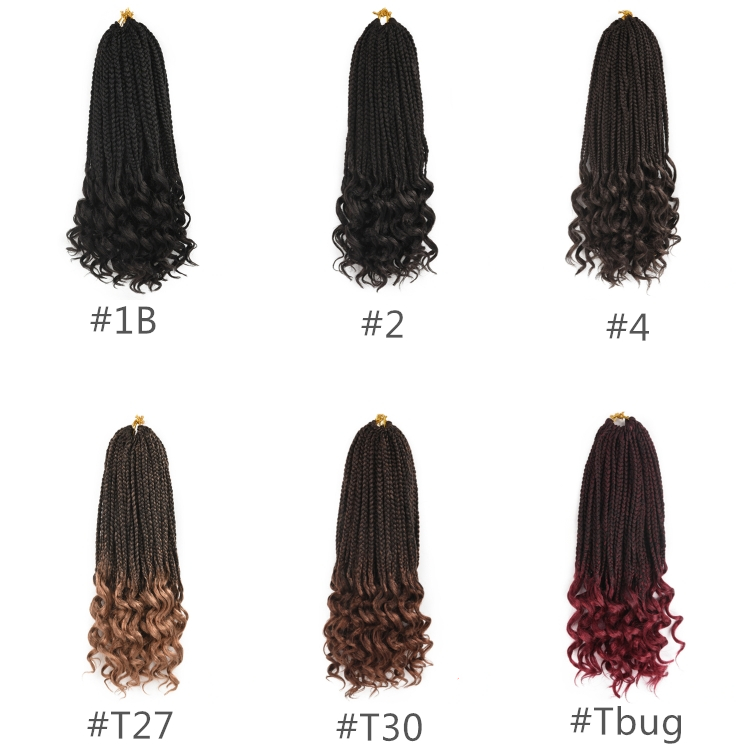 Julianna 14 18 24 inches synthetic box crochet hair braid for black women box braids curly end braid hair