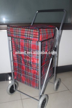 Red Tartan 4 Wheel Shopping Trolley Bag