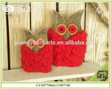 Woolen owl decor/bark owl