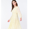 Pleated Long Sleeve Ruffle Dress