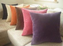 Velvet Replacement Sofa Seat Cushions Purple Orange , Corduroy Toss Pillows