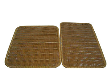 Dark Brown Square Rattan Placemats / Plastic Food Mat For Restaurant