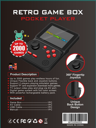 2000 in 1 Handheld Game Console AV mini Player Video Game Console TV Retro Game Console