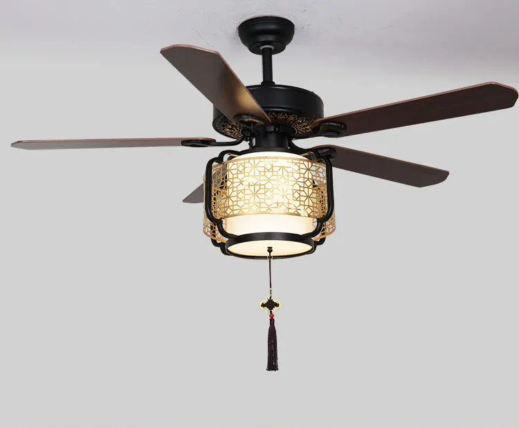 Vintage Chinese Ceiling Fan Lamp for Living and Dining Rooms