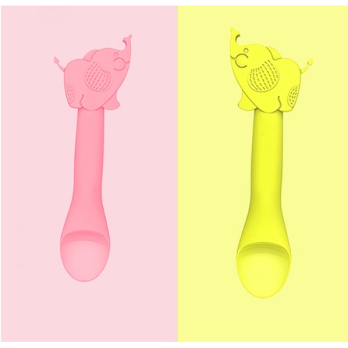 Dễ thương Elephant-hình dạng Toddler Silicone Spoon Train mềm Spoon