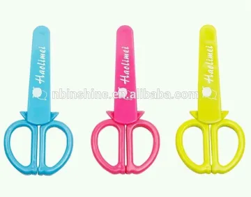 Lovely child cartoon scissors with plastic cover , cute cartoon scissors for children