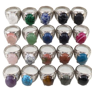 Stunning Natural Gemstone Oval Ring Set: Perfect Engagement & Party Gift with Elegant Box