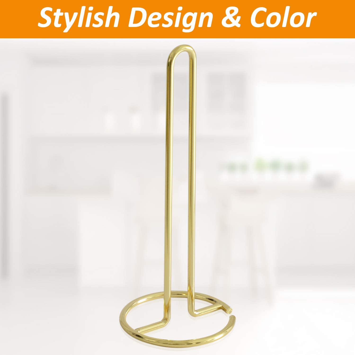 Golden metal kitchen paper holder