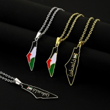 Israel and Palestine Map Stainless Steel Collarbone Chain Necklace