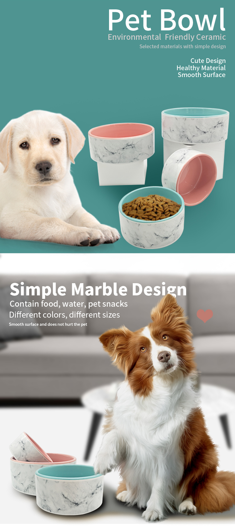 custom decal logo cute ceramic bowl for pets Dogs and cat bowl ceramic
