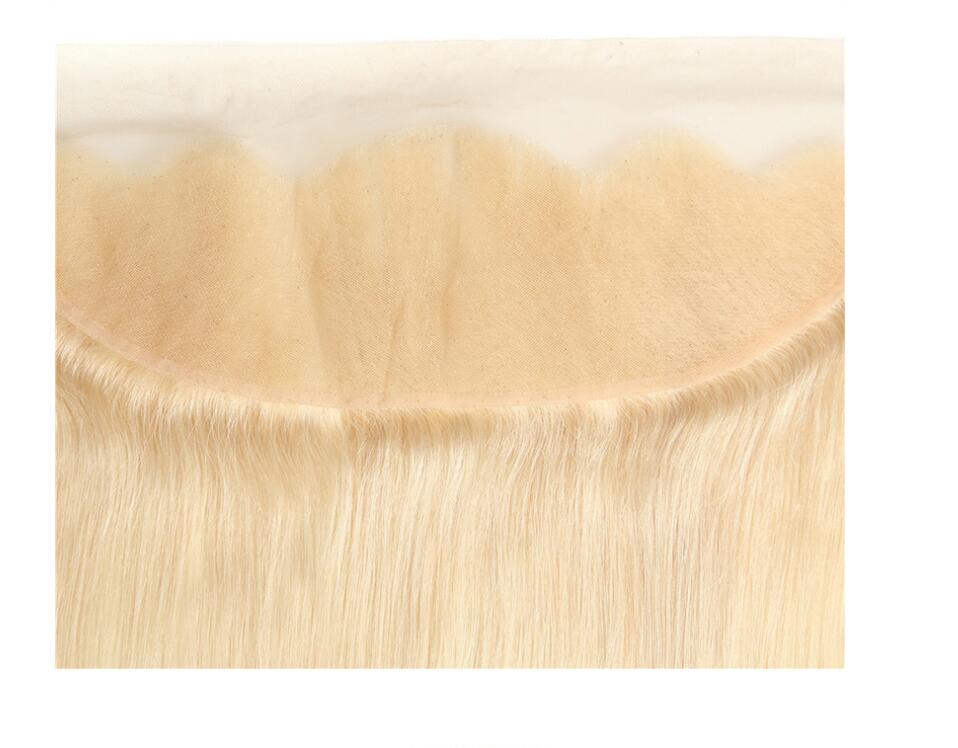 Hair European Wavy Natural Blonde 613 Soft Wholesale Cheap Silky Straight Style Wave 13*4  Hair Closure