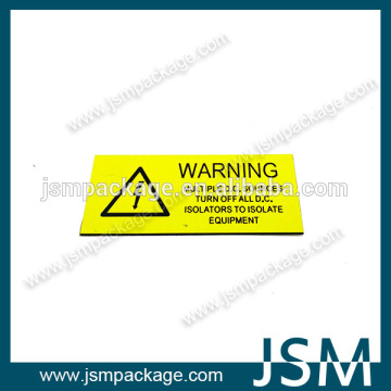 Prime quality acrylic warning label with sticker