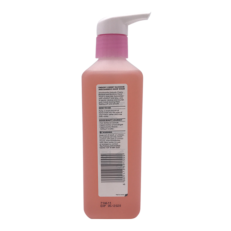 250ml cherry blossom bamboo with vitamin e aloe vera liquid hand wash soap detergent