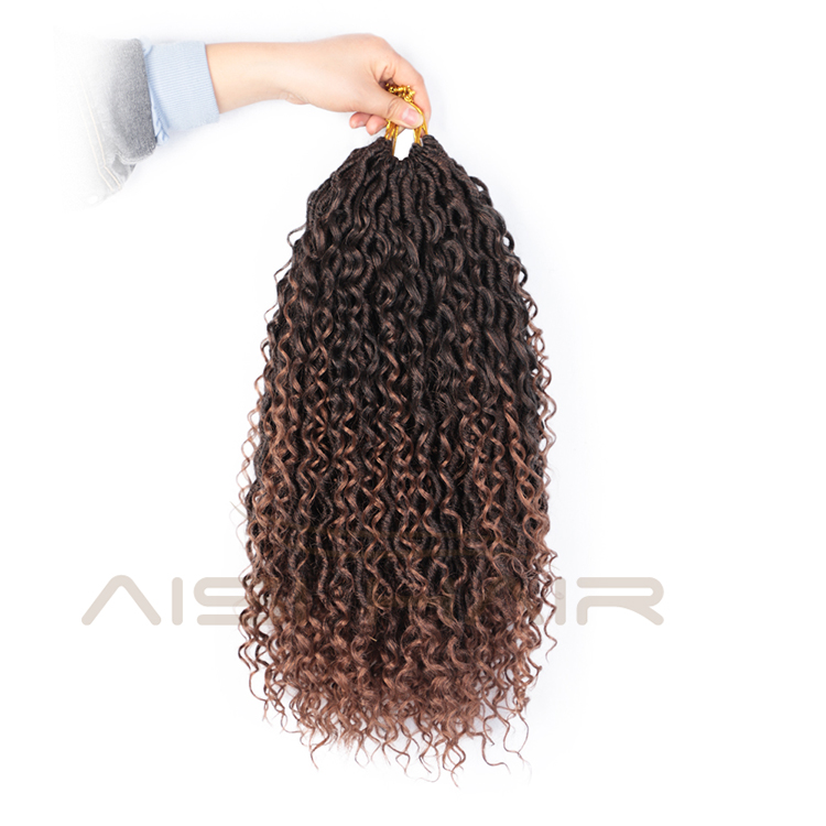 Aisi Hair Goddess Faux Locs Crochet Braids Hair Synthetic Brown Loose Wave Braids Hairpieces Extensions For Black Women