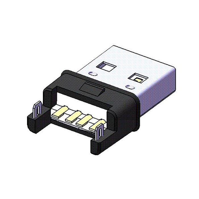 USB A 플러그 SMT 철 쉘 LCP 절연체