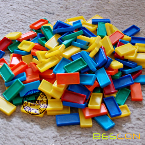 Colorful plastic domino for assemblage art, Domino Rally, small domino