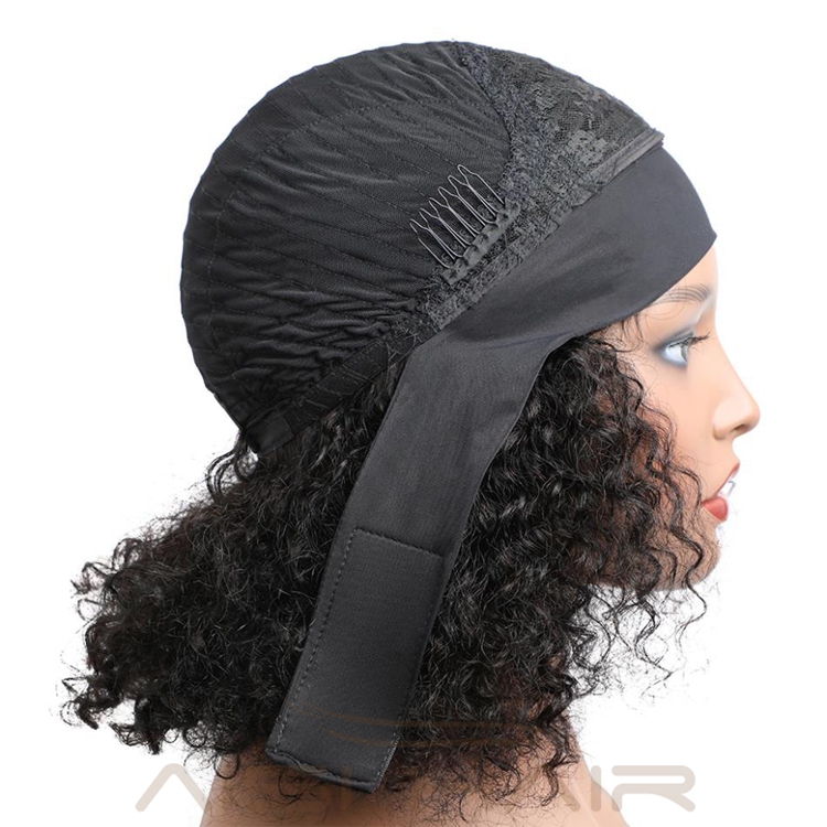 Resaler Price Brazillian Wigs Short Afro Kinky Human Hair Wigs With Headband Curly For Black Women Bob Wig Natural Black Color
