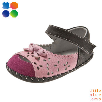 leather soft sole with flowers baby shoe BB-A27123PK