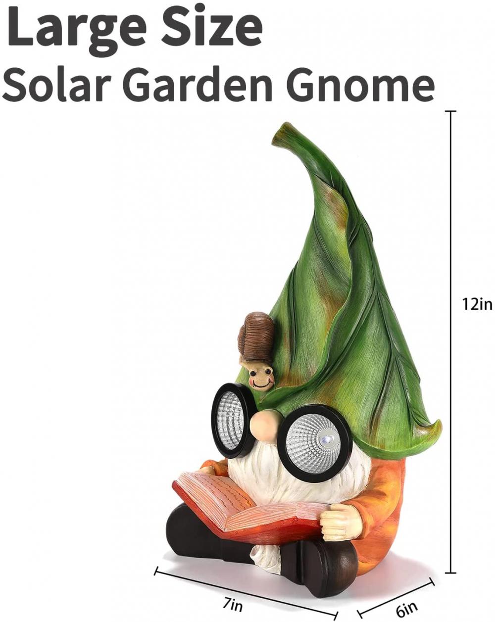 Resina gnome estatueta com luzes LED solares