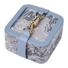 Jacquard Portable PU Leather Organizer Case With Lock