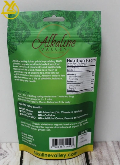Stand up Customized Foil Food Coffee Tea Pouch/Bag with Zipper