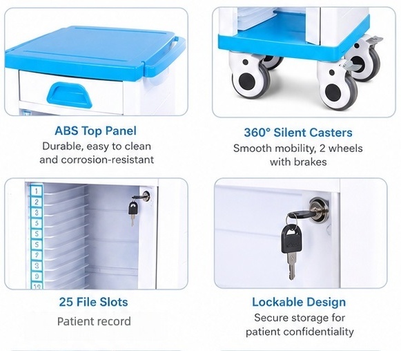 carrinho de registro médico medical record cart