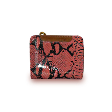 red snake skin clasp leather wallet