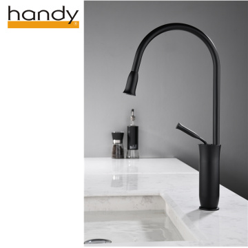 Matte black arc-shaped rotatable kitchen sink mixer faucets