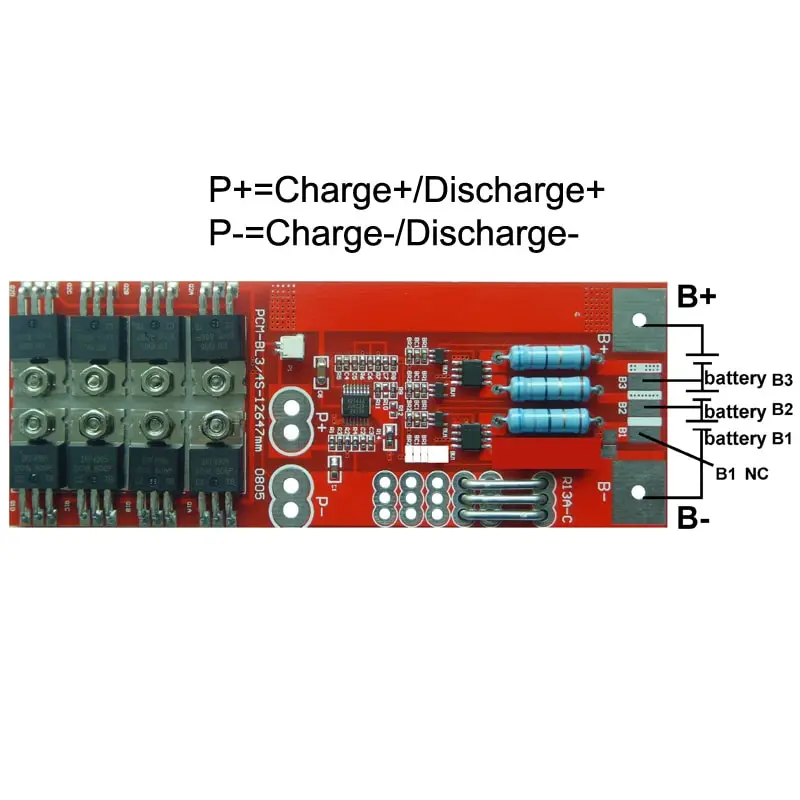 4s 30A PCM BMS for 14.4V 14.8V Li-ion/Lithium/ Li-Polymer 12V 12.8V LiFePO4 Battery Pack Size L130*W45*T9mm (PCM-B04S30-190)