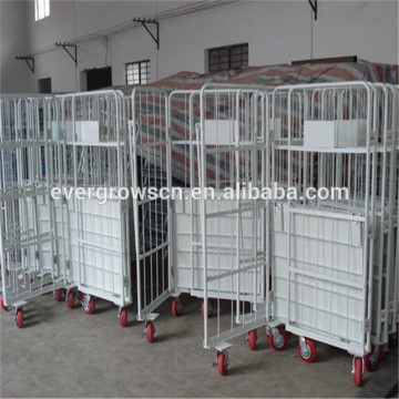 Wire rolling container wheeled storage cage