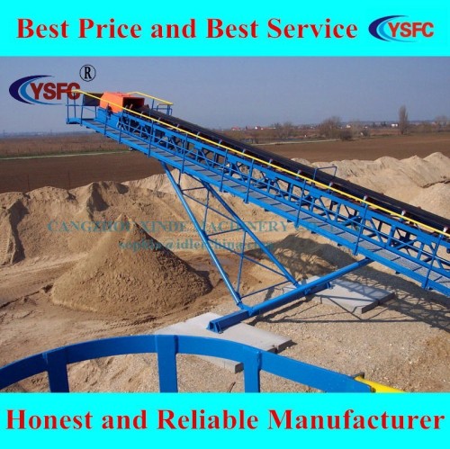 discharge pulley belt conveyor with rubber belt and conveyor idlers