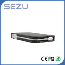 High Capacity 8000mAh Black Leather Texture Power Bank with Data Cable