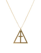 Cross in triangle gold pendant necklace