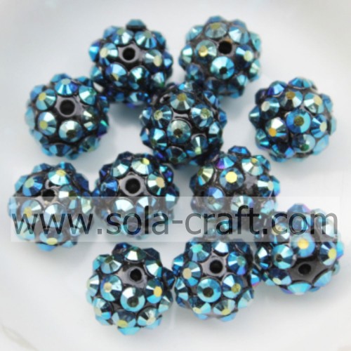 10 * 12MM Dark Blue AB Handmade Hot Sale Massivharz Strass Chunky Perlen