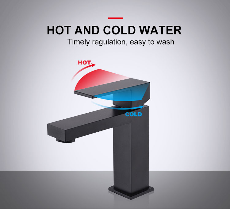 Manufacturer Custom Square Zinc Chrome Brass Hot and Cold Water Mixer Taps Bathroom Basin Faucet with Sink