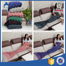 Kintted Pattern Mermaid Blanket Handmade Knitted Mermaid Tail Blanket Crochet Wrap Mermaid Blanket